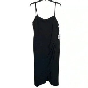 Laundry by Shelli  Segal black stretch crepe midi cocktail party dress sz 16